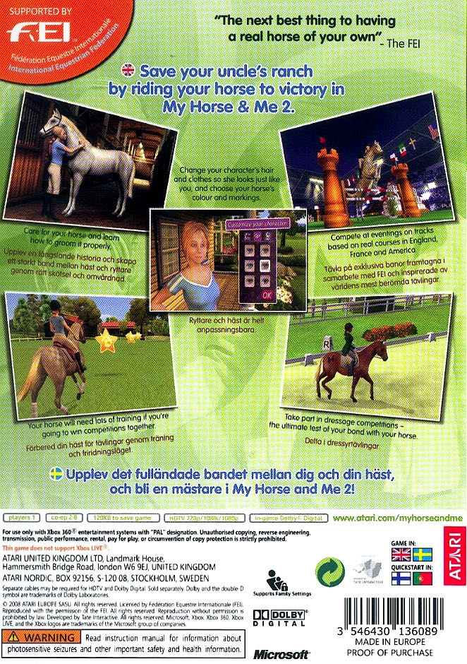 My Horse And Me 2 - Microsoft Xbox 360 (Atari) video game collectible [Barcode 3546430136089] - Main Image 2