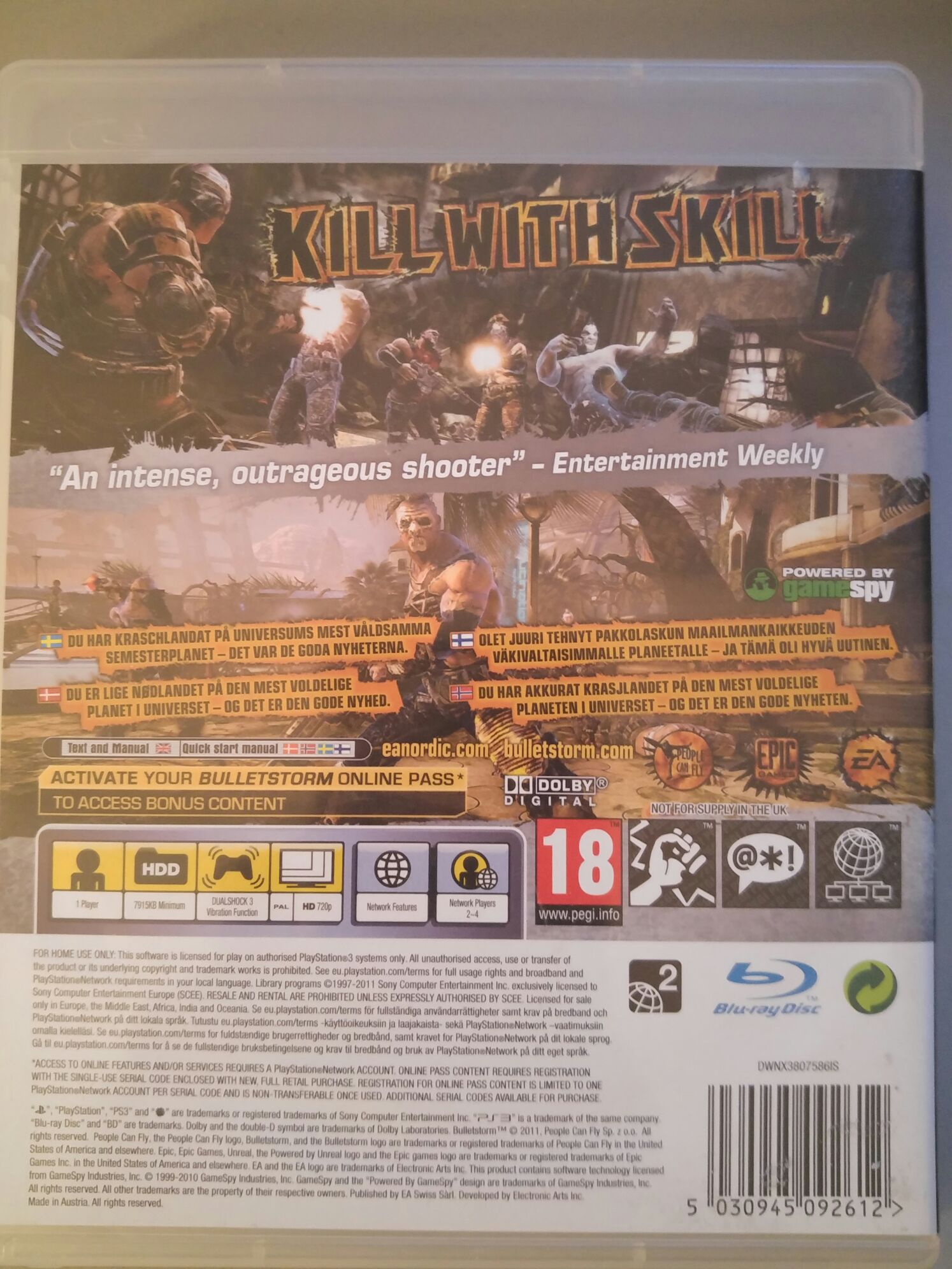 Bulletstorm - Sony PlayStation 3 (PS3) (Electronic Arts - 2) video game collectible [Barcode 5030945092612] - Main Image 2