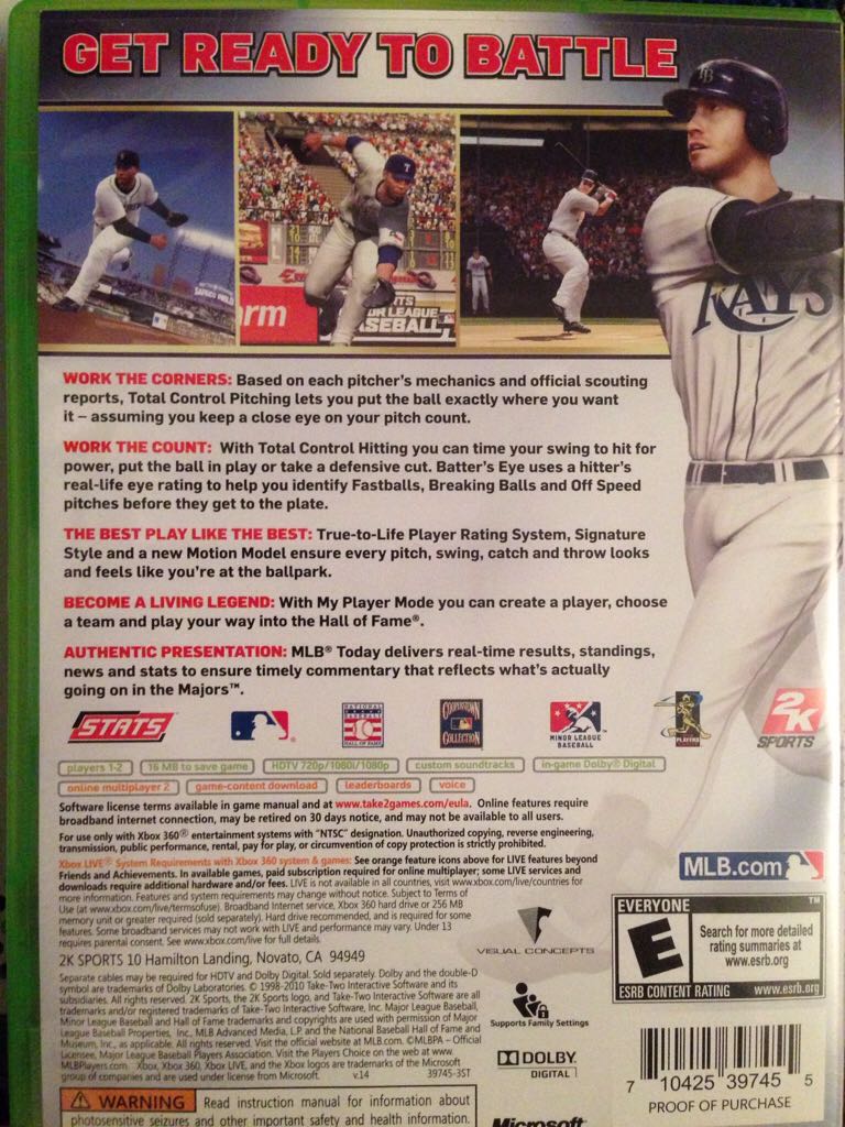 Major League Baseball 2k10 - Microsoft Xbox 360 video game collectible - Main Image 2