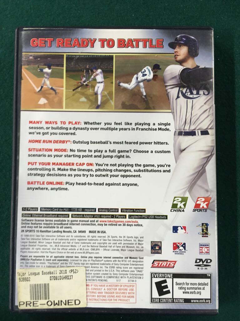 Major League Baseball 2k10 - Sony PlayStation 2 (PS2) video game collectible - Main Image 2