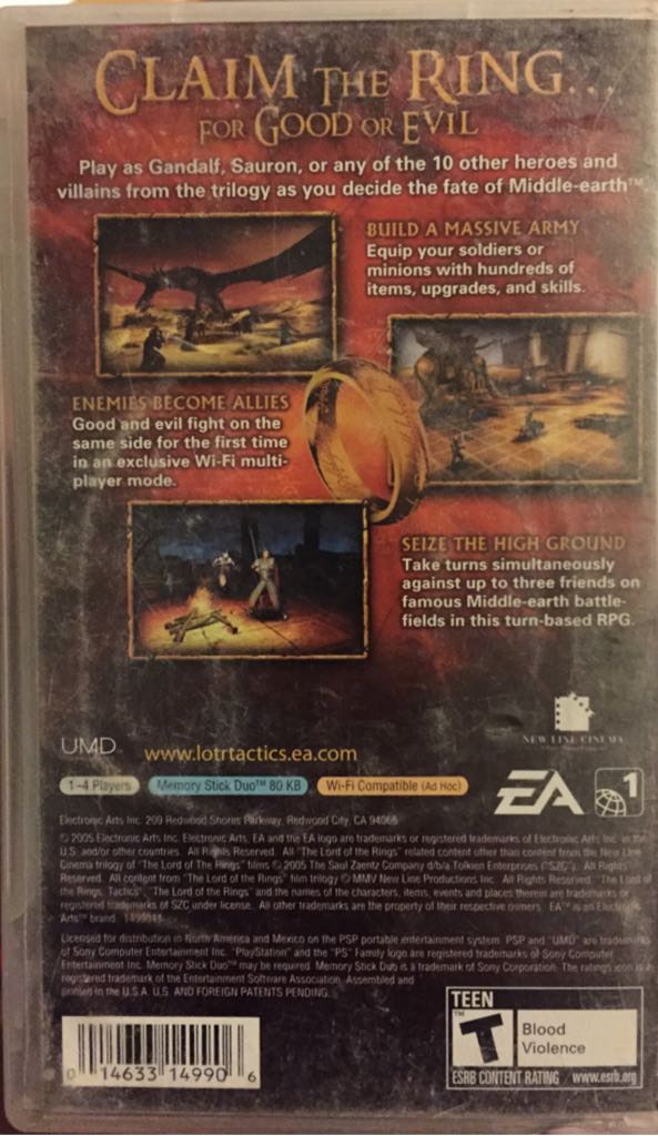 The Lord of the Rings: Tactics - Sony PlayStation Portable (PSP) (Electronic Arts/EA Games - 4) video game collectible [Barcode 014633149906] - Main Image 2