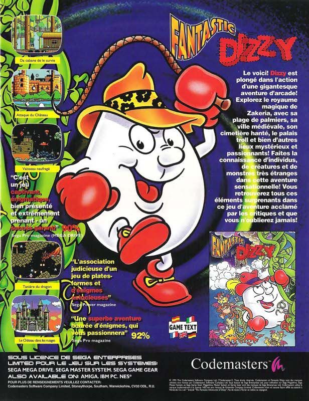 Fantastic Dizzy - Sega Mega Drive (Codemasters - 1) video game collectible [Barcode 5024866140026] - Main Image 2