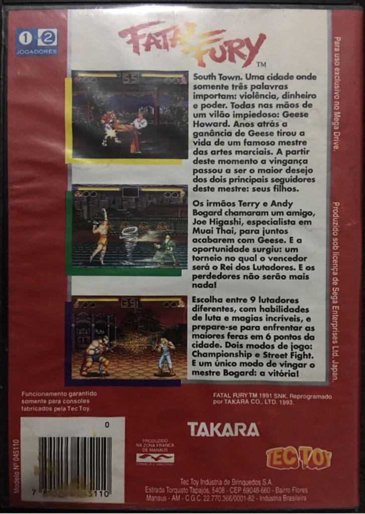 Fatal Fury - Sega Mega Drive (TEC TOY - 1-2) video game collectible [Barcode 7891196045110] - Main Image 2