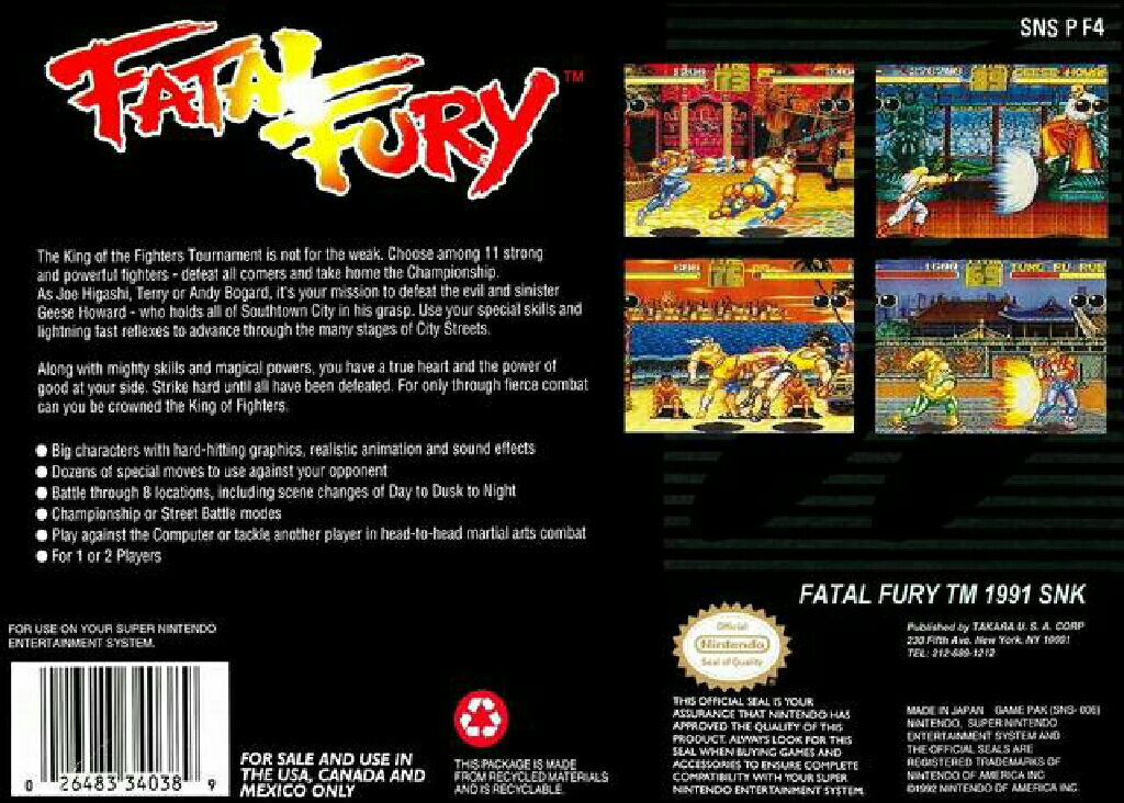 Fatal Fury - Nintendo Super Nintendo Entertainment System (SNES) video game collectible - Main Image 2