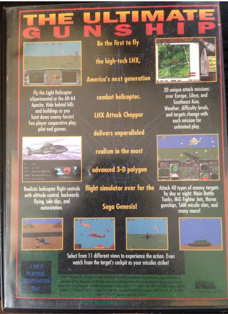 LHX Attack Chopper - Sega Genesis (Mega Drive) (Electronic Arts - 2) video game collectible - Main Image 2