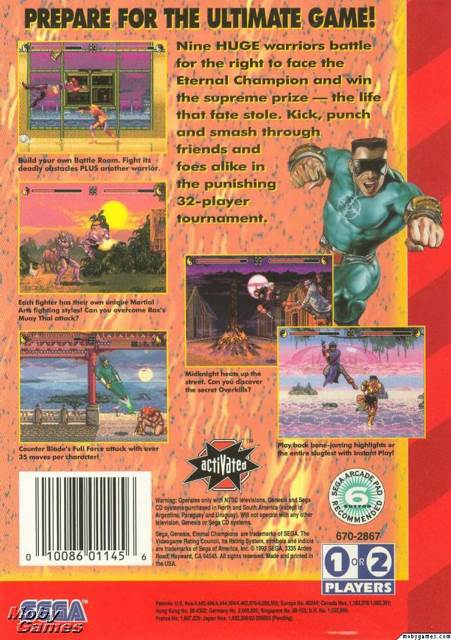 Eternal Champions - Sega Genesis (Mega Drive) (Sega - 2) video game collectible [Barcode 010086011456] - Main Image 2