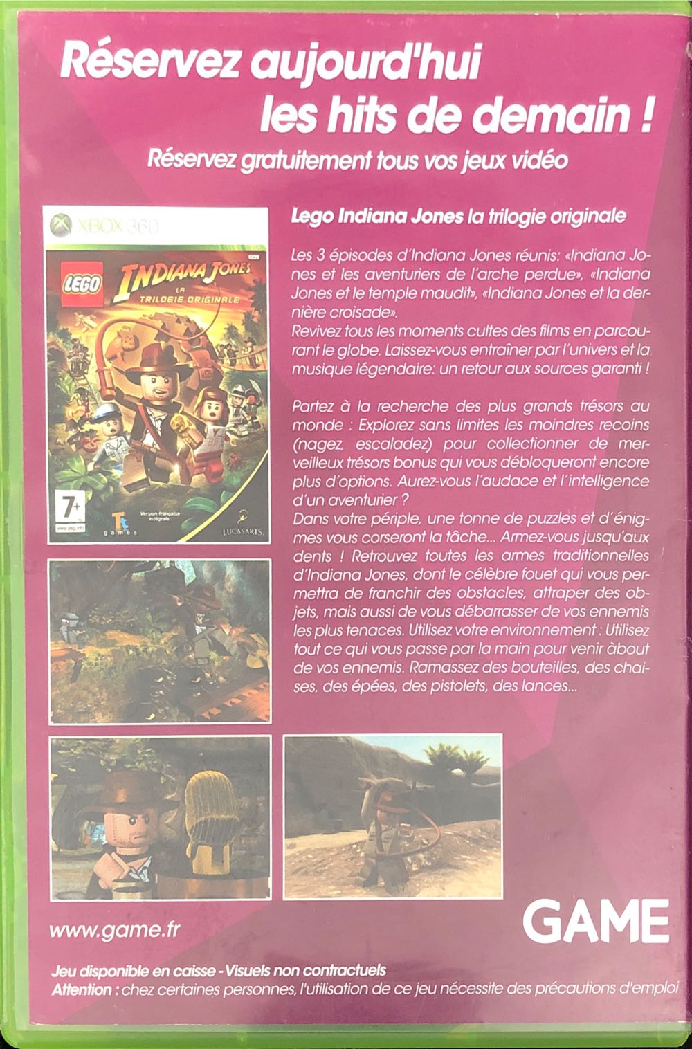 Lego Indiana Jones La Trilogie Originale - Microsoft Xbox 360 video game collectible [Barcode 0023272006150] - Main Image 3