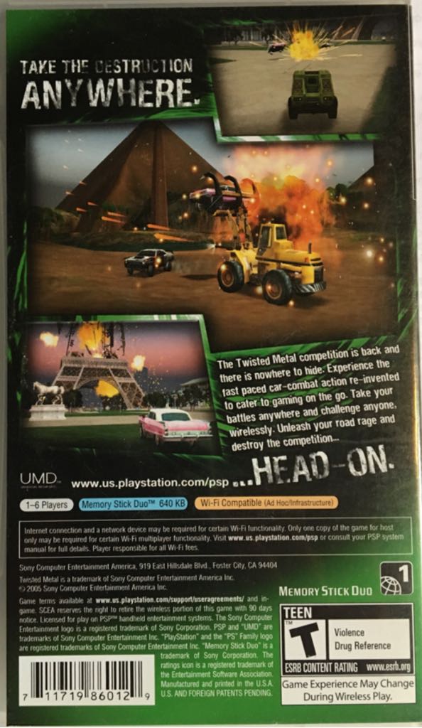 Twisted Metal: Head On - Sony PlayStation Portable (PSP) (Sony Computer Entertainment - 1) video game collectible [Barcode 711719860129] - Main Image 2