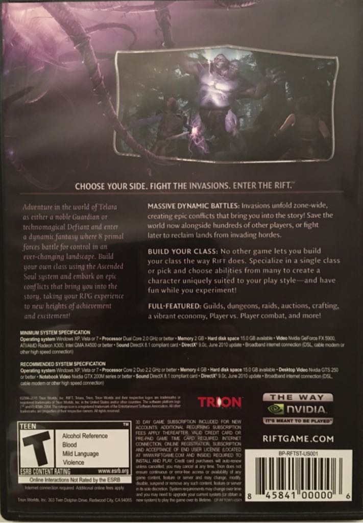 Rift - Microsoft Xbox 360 (Trion) video game collectible [Barcode 066200002220] - Main Image 2