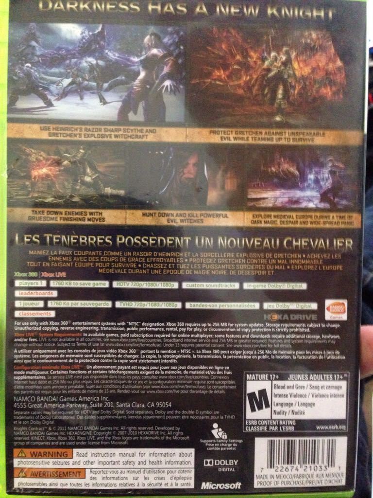 Knights Contract - Microsoft Xbox 360 (Namco Bandai - 2) video game collectible [Barcode 722674210331] - Main Image 2