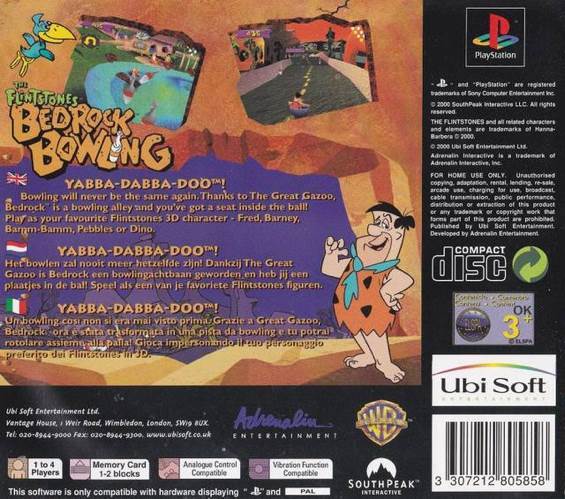 The Flinstones Bedrock Bowling - Sony PlayStation (South Peak Interactive - 4) video game collectible [Barcode 612561153936] - Main Image 2