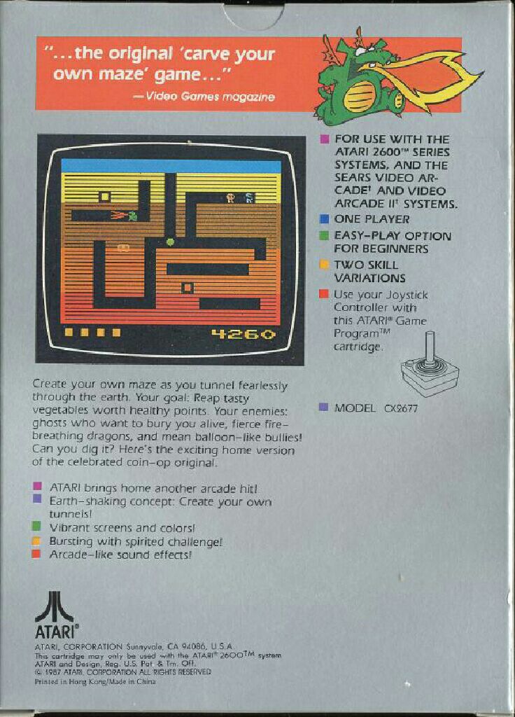 Dig Dug - Atari 7800 video game collectible - Main Image 2