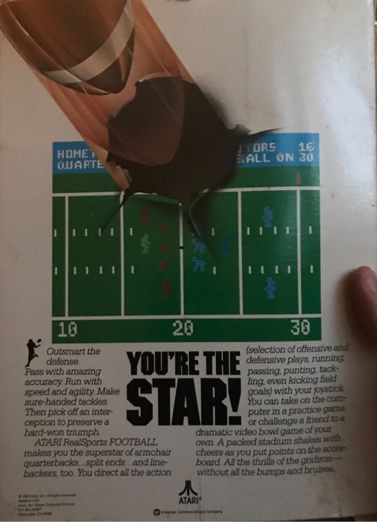 RealSports Football - Atari 2600 (Atari - 2) video game collectible [Barcode 077000880291] - Main Image 2
