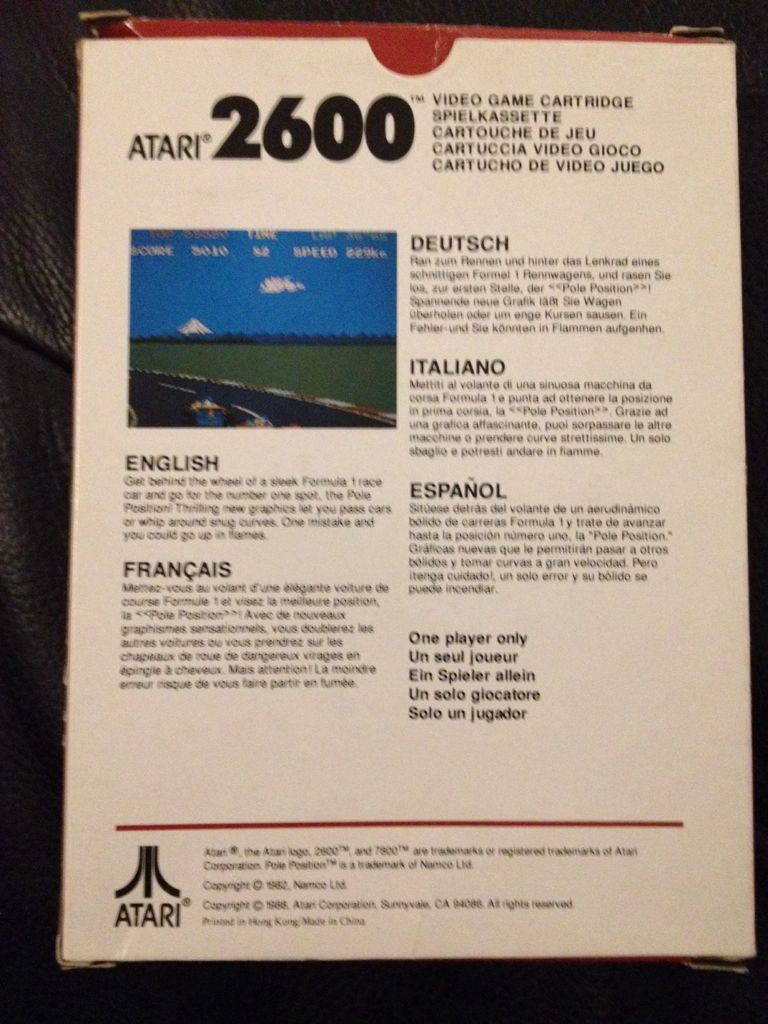 Pole Position - Atari 2600 (Atari - 1) video game collectible [Barcode 077000026941] - Main Image 2