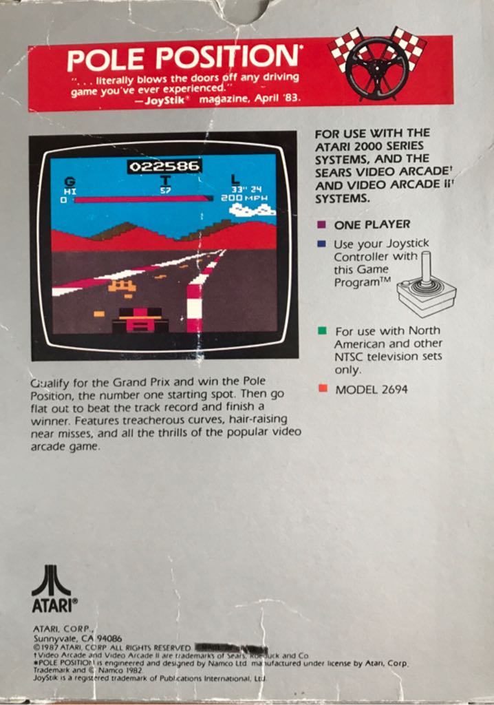 Pole Position - Atari 2600 video game collectible - Main Image 2