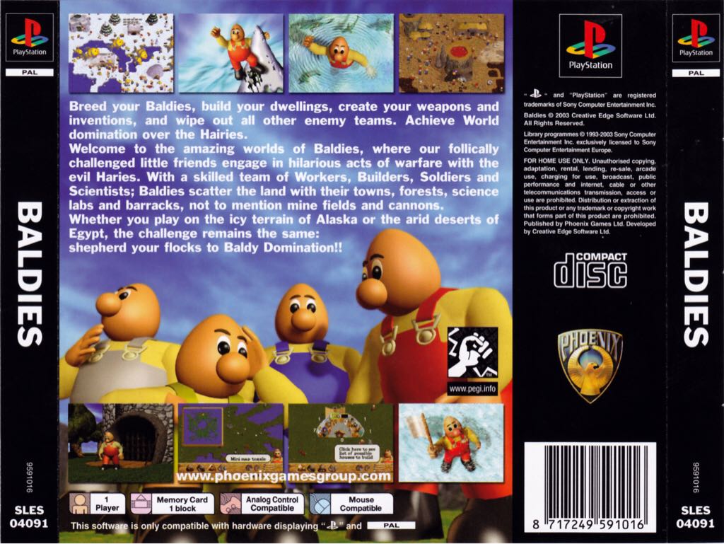 Baldies - Sony PlayStation (Phoenix Games - 1) video game collectible [Barcode 8717249591016] - Main Image 2