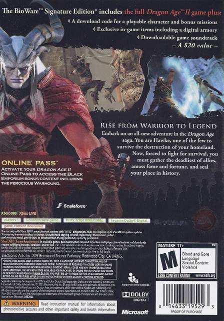 Dragon Age II: Bioware Signature Edition - Microsoft Xbox 360 (Electronic Arts/EA Games - 1) video game collectible [Barcode 014633195293] - Main Image 2