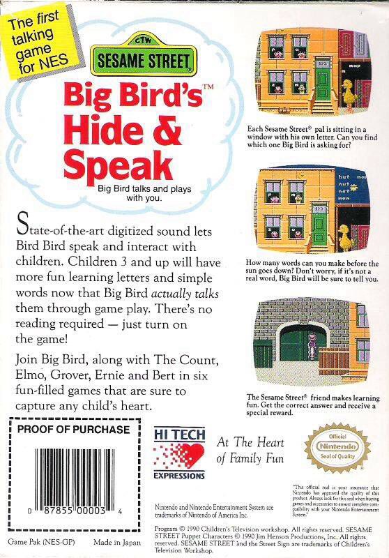 Big Birds Hide And Speak - Nintendo Entertainment System (NES) video game collectible - Main Image 2