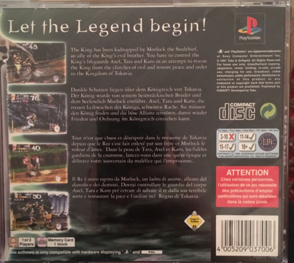 Legend - Sony PlayStation (2) video game collectible [Barcode 4005209037006] - Main Image 2
