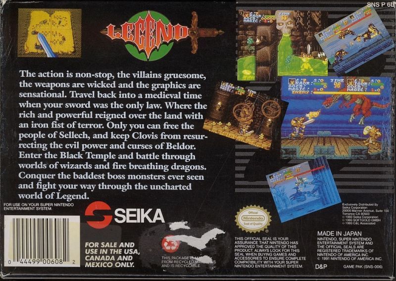 Legend - Nintendo Super Nintendo Entertainment System (SNES) (Seika Corp. - 2) video game collectible - Main Image 2