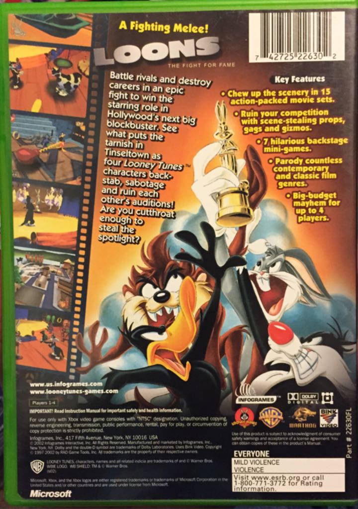 Loons: The Fight For Fame - Microsoft Xbox (WB Games - 1) video game collectible [Barcode 742725226302] - Main Image 2