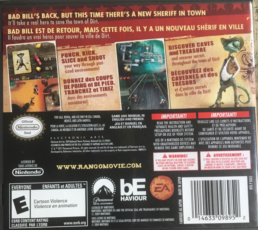 Rango - Nintendo DS (EA - 1) video game collectible [Barcode 014633098952] - Main Image 2