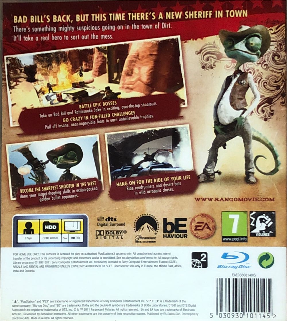 Rango - Sony PlayStation 3 (PS3) (Electronic Arts/EA Games - 1) video game collectible [Barcode 5030930101145] - Main Image 2
