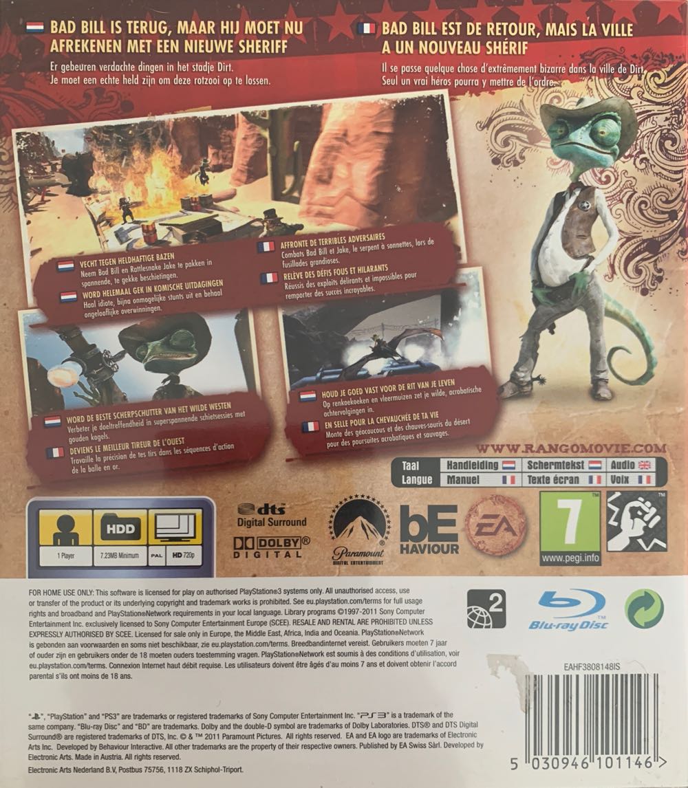 Rango - Sony PlayStation 3 (PS3) (Electronic Arts/EA Games - 1) video game collectible [Barcode 5030946101146] - Main Image 2