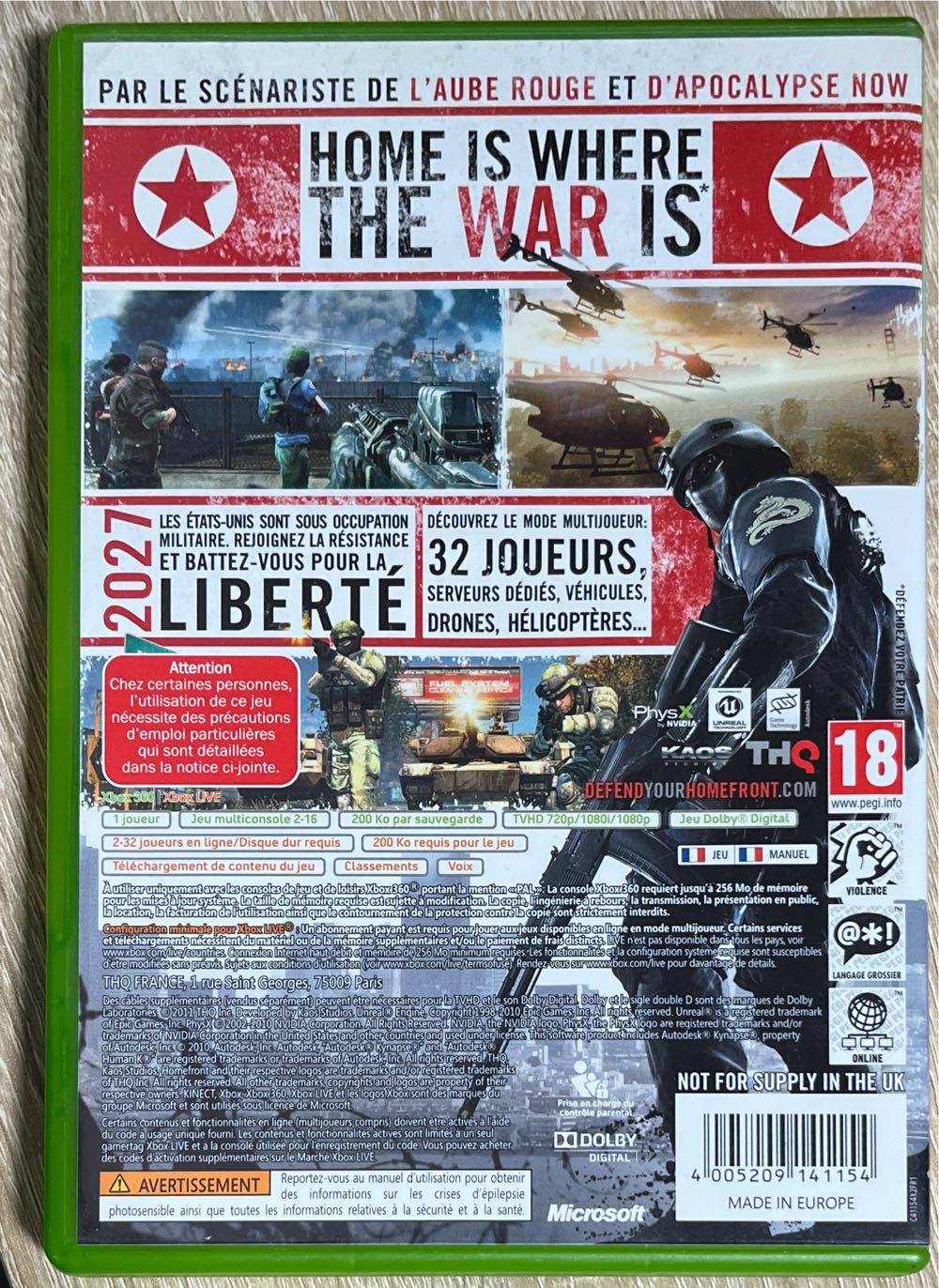 X360 / Homefront - Microsoft Xbox 360 (THQ - 1) video game collectible [Barcode 4005209141154] - Main Image 2