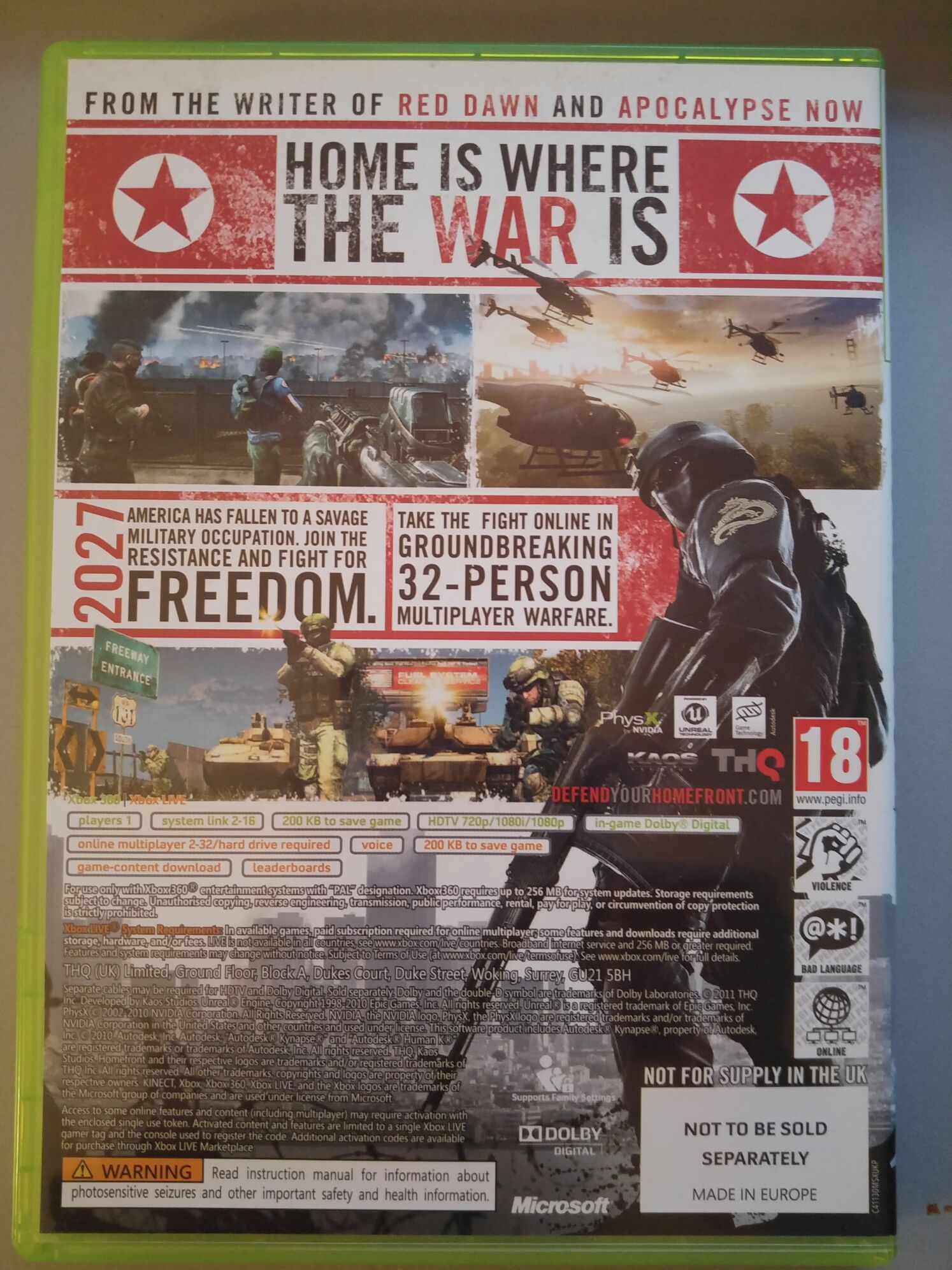 Homefront - Microsoft Xbox 360 (Thq Inc - 1) video game collectible [Barcode 4005209141161] - Main Image 2