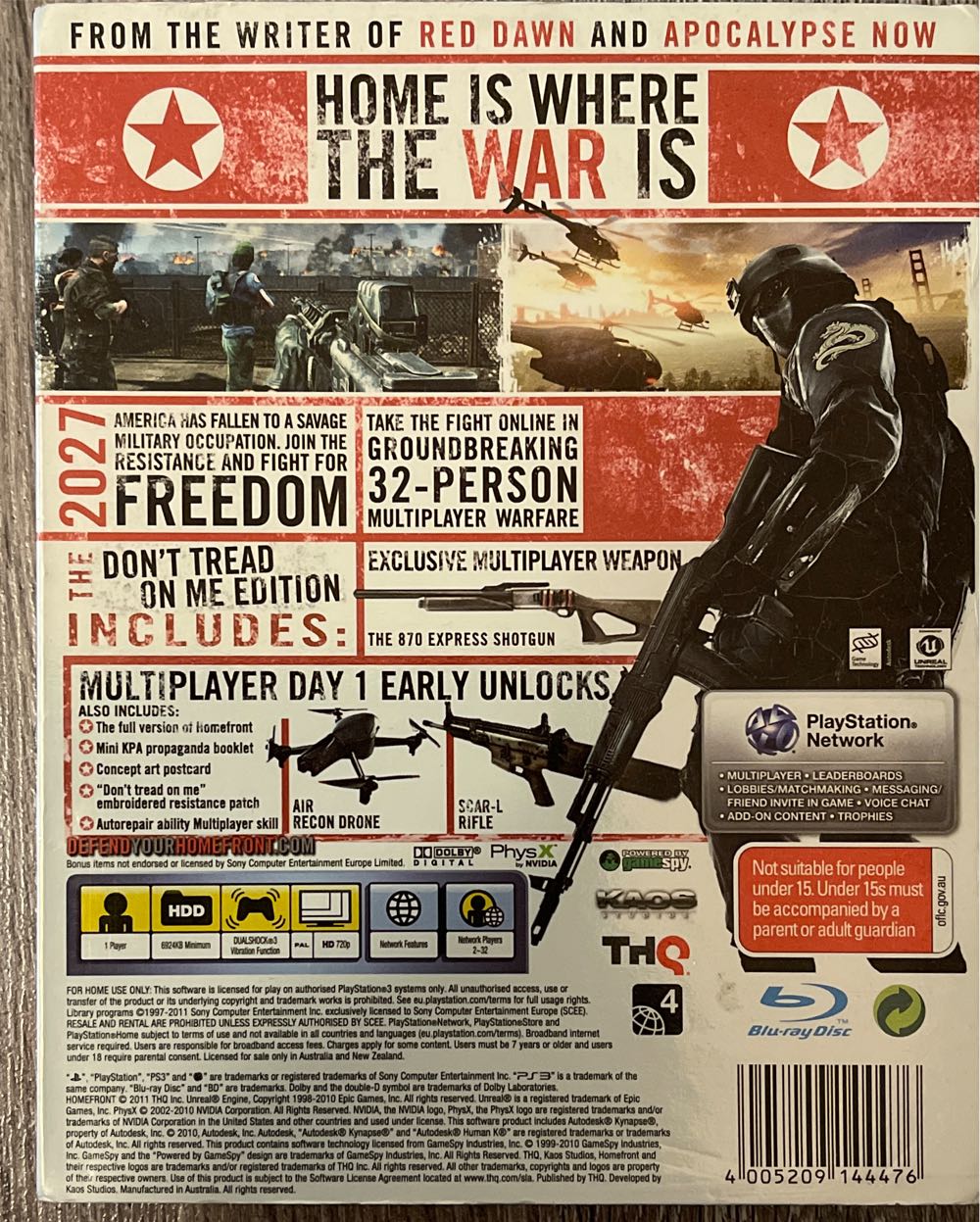 Homefront: Don’t Tread One Me Edition - Sony PlayStation 3 (PS3) (THQ) video game collectible [Barcode 4005209144476] - Main Image 2