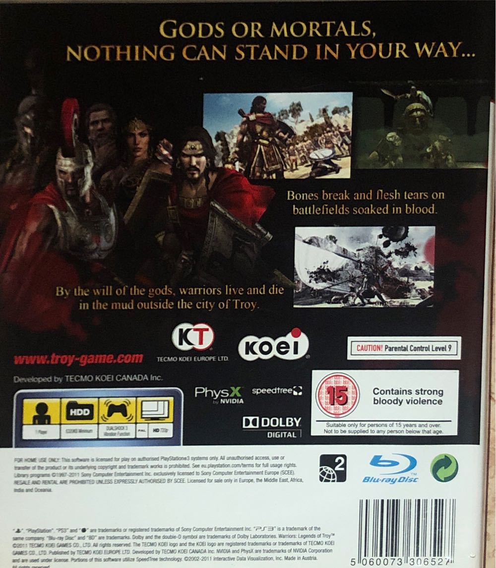 Warriors: Legends of Troy - Sony PlayStation 3 (PS3) (Tecmo Koei - 1) video game collectible [Barcode 5060073306527] - Main Image 2
