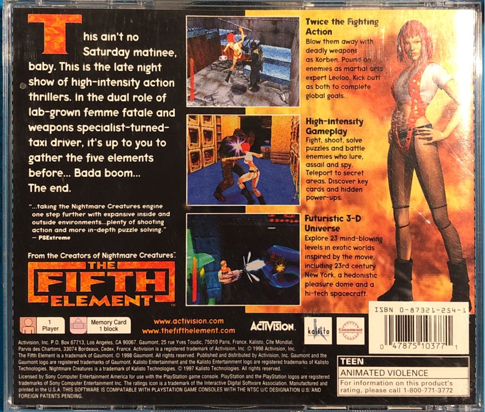 The Fifth Element - Sony PlayStation (Activision - 1) video game collectible [Barcode 047875103771] - Main Image 2