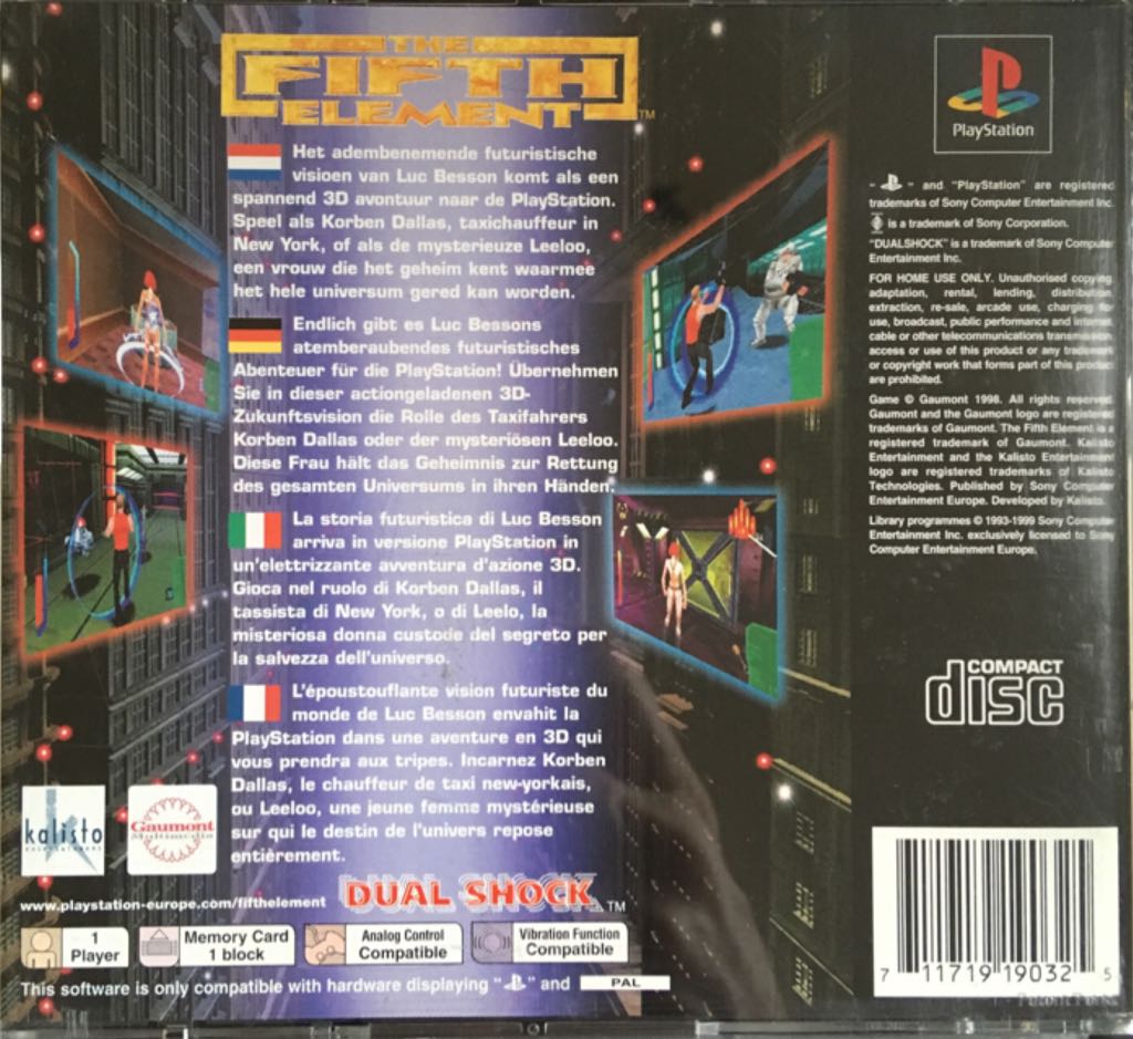 The Fifth Element - Sony PlayStation (Activision - 1) video game collectible [Barcode 711719190325] - Main Image 2