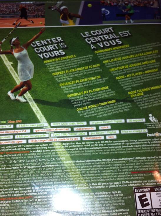 Top Spin 4 - Microsoft Xbox 360 video game collectible - Main Image 2