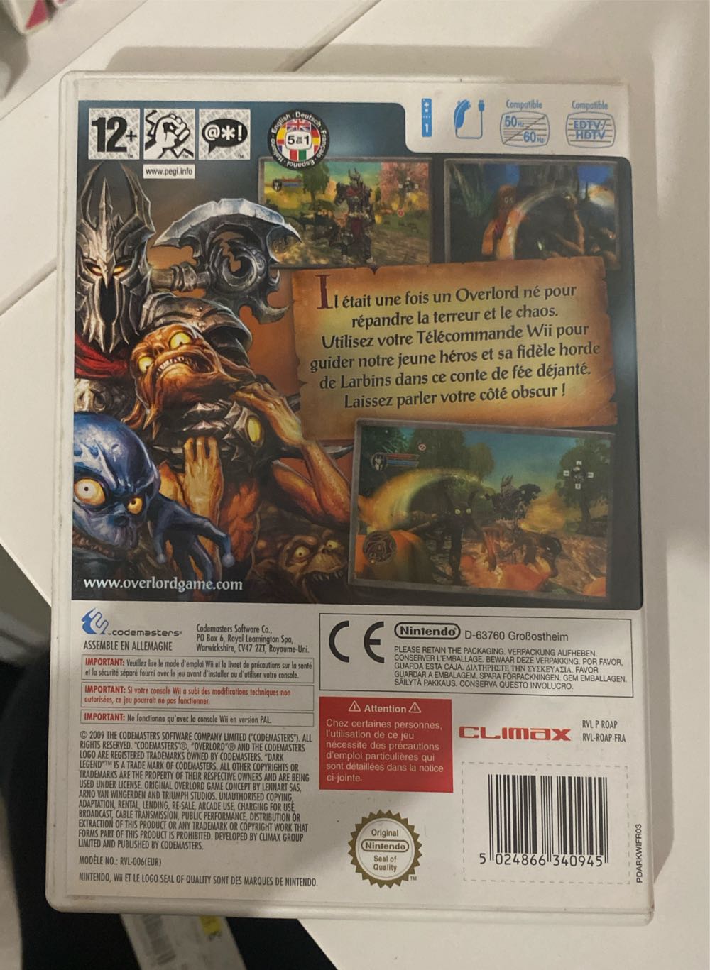 Overlord: Dark Legend - Nintendo Wii video game collectible [Barcode 5024866340945] - Main Image 2