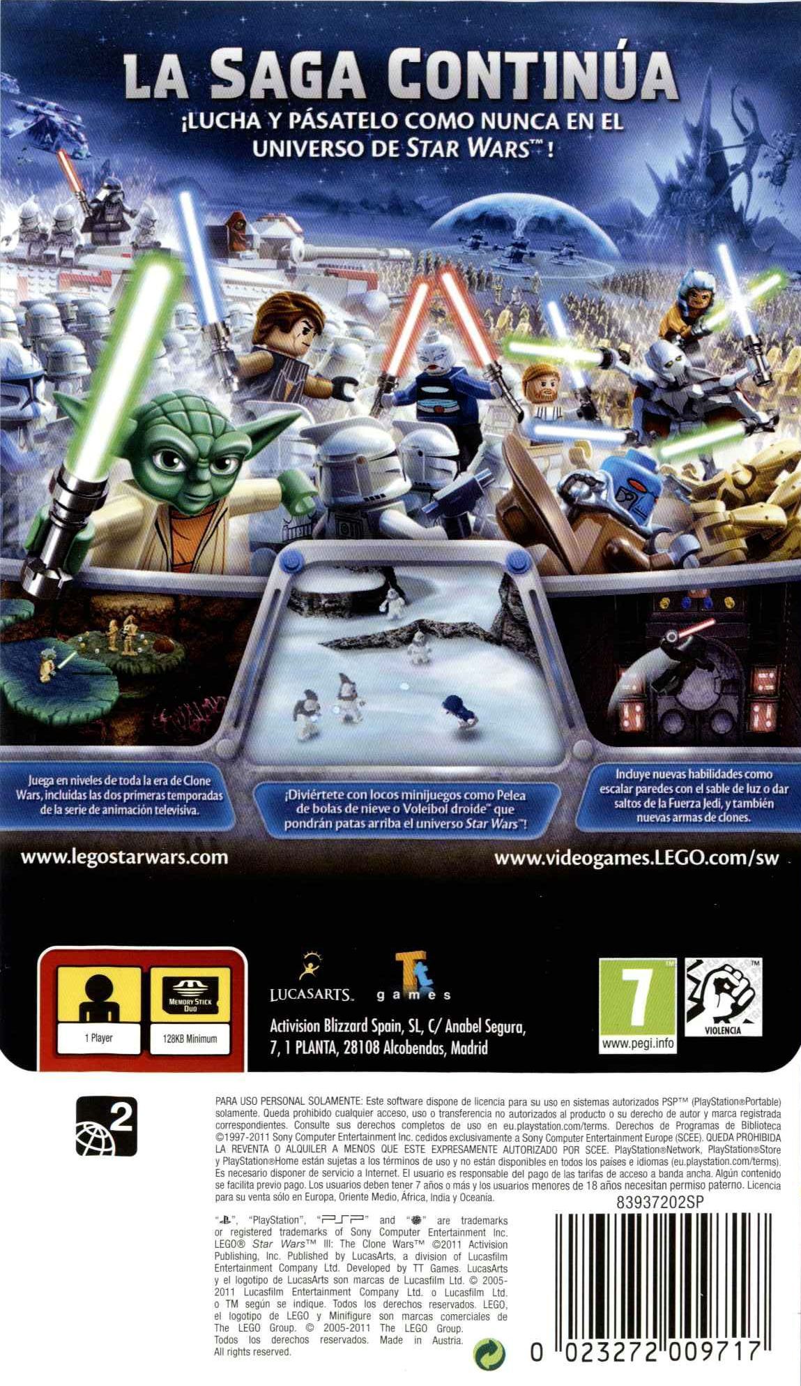 Lego Star Wars III: The Clone Wars - Sony PlayStation Portable (PSP) (Lucas Arts - 1) video game collectible [Barcode 023272009717] - Main Image 2