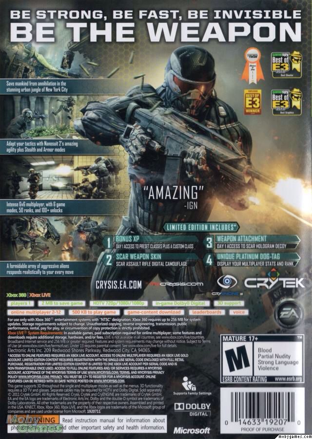 Crysis 2 - PC (EA Games) video game collectible [Barcode 5030941107020] - Main Image 2