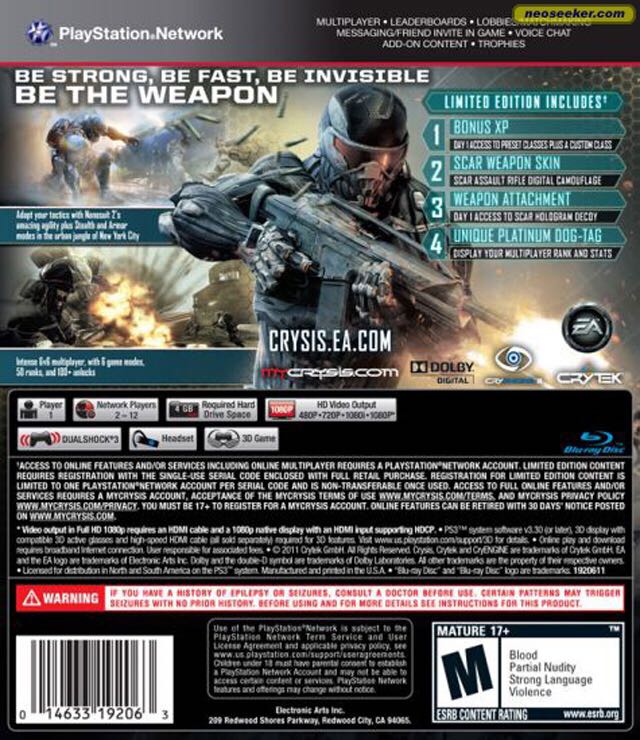 Crysis 2 - Sony PlayStation 3 (PS3) (EA Games - 1) video game collectible - Main Image 2