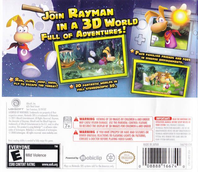 Rayman 3D - Nintendo 3DS (Ubisoft - 1) video game collectible [Barcode 3307219935381] - Main Image 2