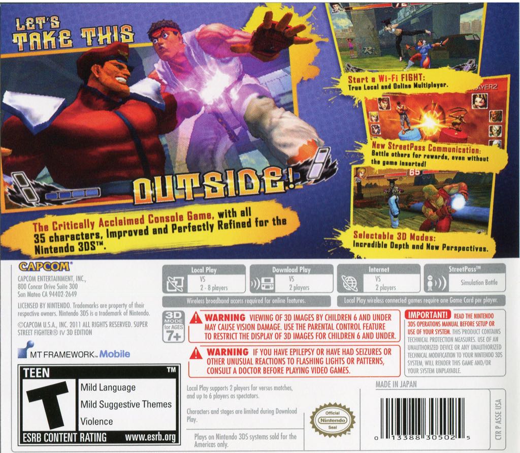 Super Street Fighter IV 3D Edition - Nintendo 3DS (Capcom - 1) video game collectible [Barcode 045496520502] - Main Image 2