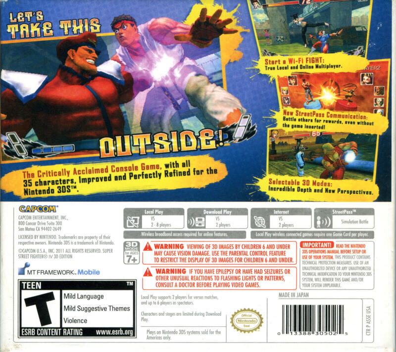 Super Street Fighter IV: 3D Edition - Nintendo 3DS (Capcom - 1) video game collectible - Main Image 2