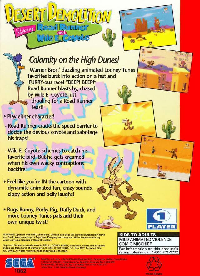 Desert Demolition Starring Road Runner and Wile E. Coyote - Sega Genesis (Mega Drive) (Sega - 1) video game collectible - Main Image 2