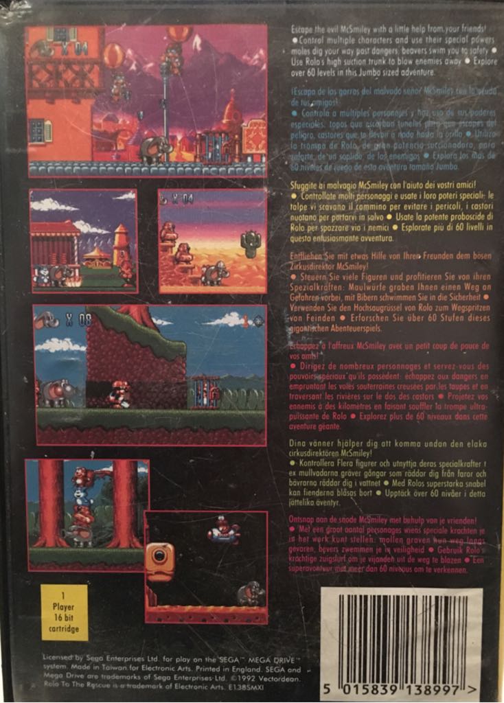 Rolo To The Rescue - Sega Mega Drive (Electronic Arts/EA Games - 1) video game collectible [Barcode 5015839138997] - Main Image 2