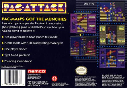 Pac-Attack - Nintendo Super Nintendo Entertainment System (SNES) (Namco - 2) video game collectible [Barcode 045496330125] - Main Image 2