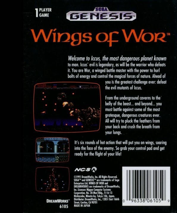 Wings Of Wor - Sega Genesis (Mega Drive) (DreamWorks) video game collectible - Main Image 2