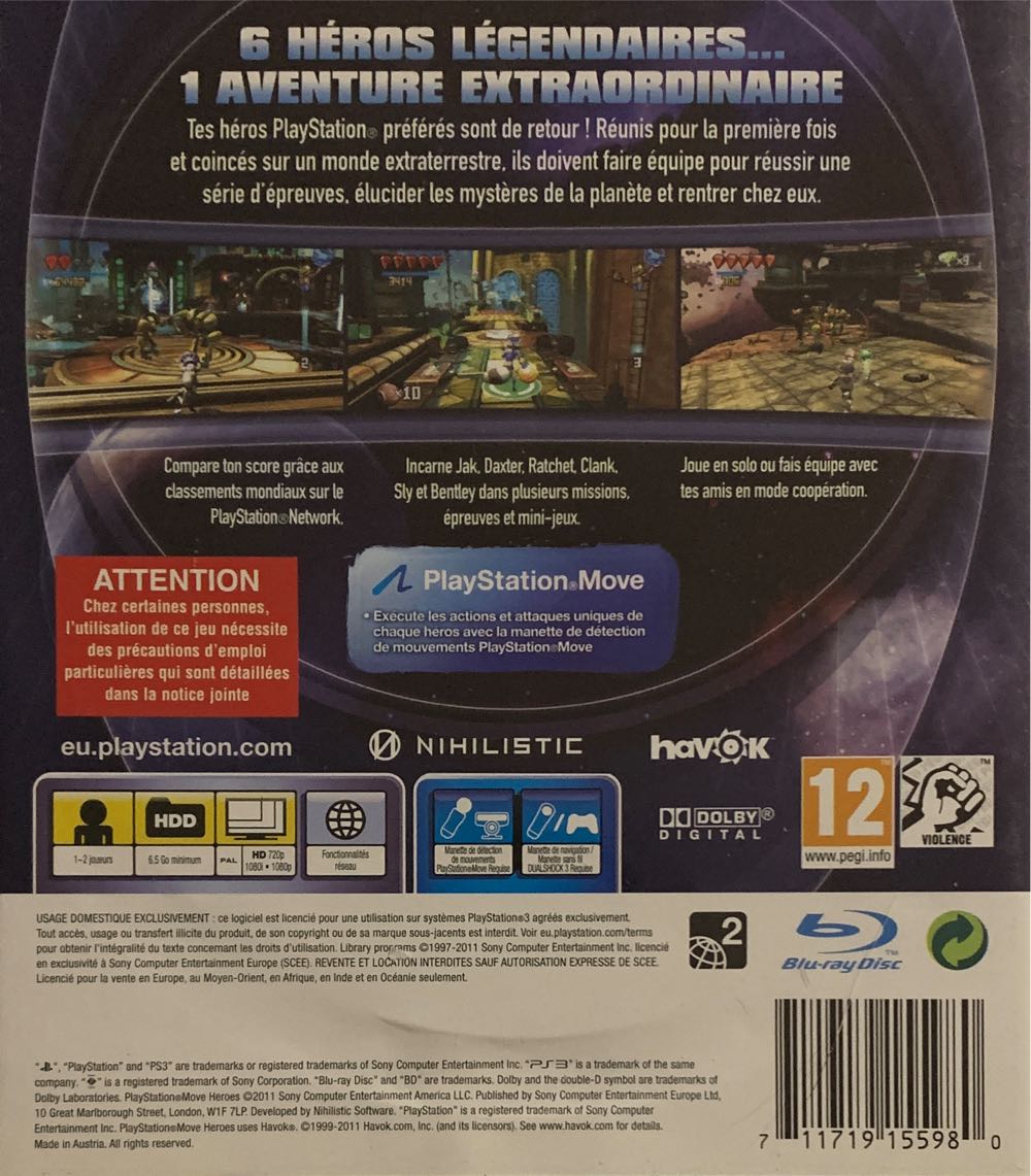 Playstation Move Heroes - Sony PlayStation 3 (PS3) (Sony Computer Entertainment - 2) video game collectible [Barcode 711719155980] - Main Image 2