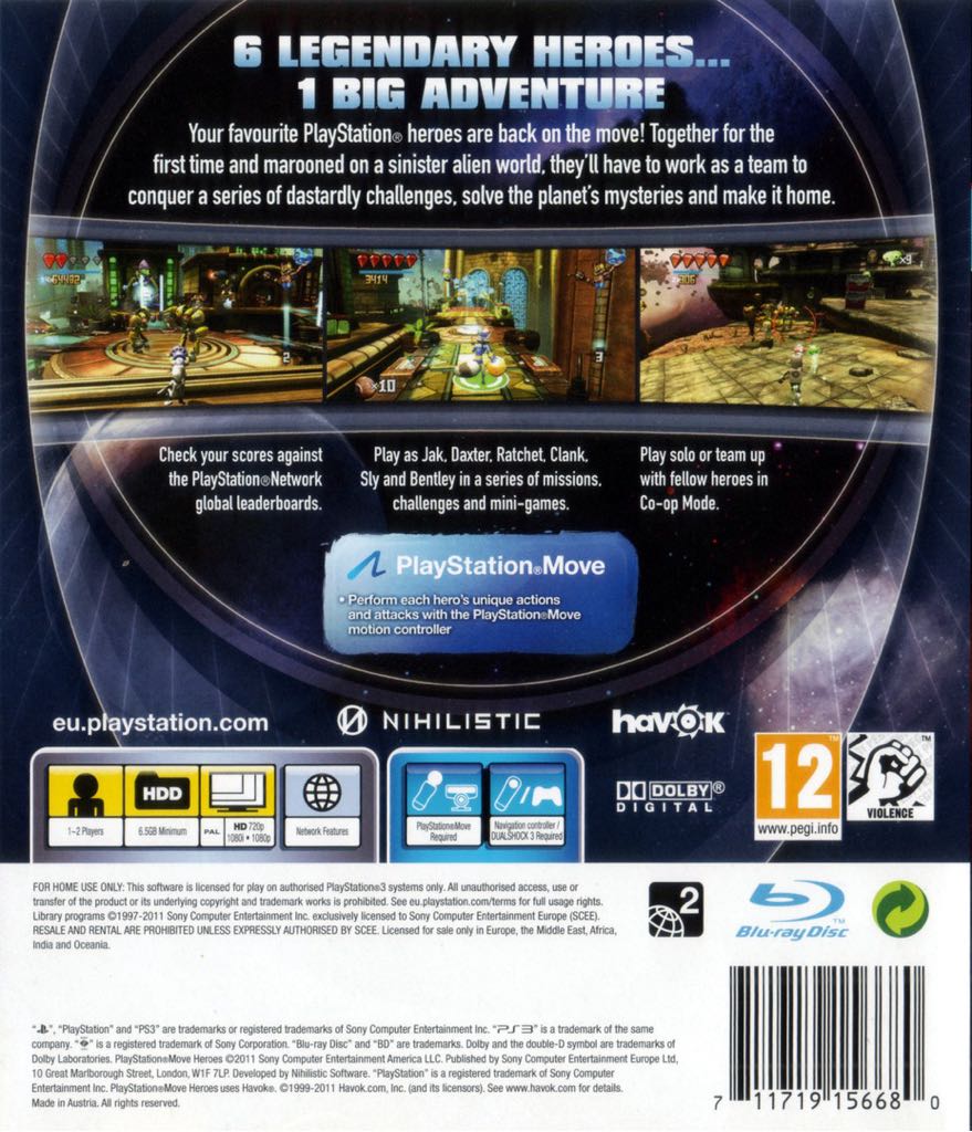 Playstation Move Heroes - Sony PlayStation 3 (PS3) (Sony - 1-2) video game collectible [Barcode 711719156383] - Main Image 2