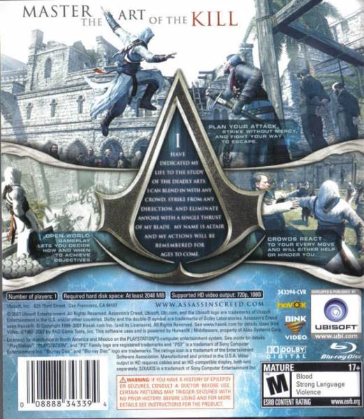 Assassin’s Creed - Sony PlayStation 3 (PS3) (Ubisoft - 1) video game collectible [Barcode 008888313397] - Main Image 2