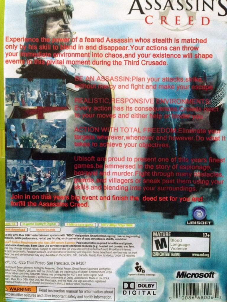 Assassin’s Creed - Microsoft Xbox 360 (Microsoft - 1) video game collectible - Main Image 2